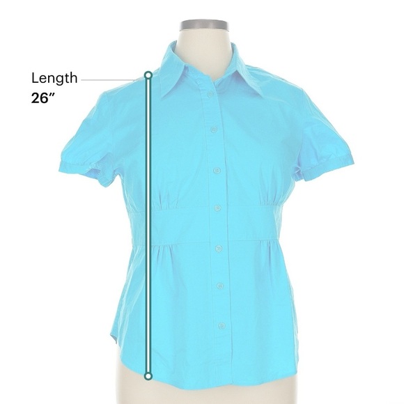 New York & Company Blue Short Sleeve Button Down Shirt - Picture 4 of 6